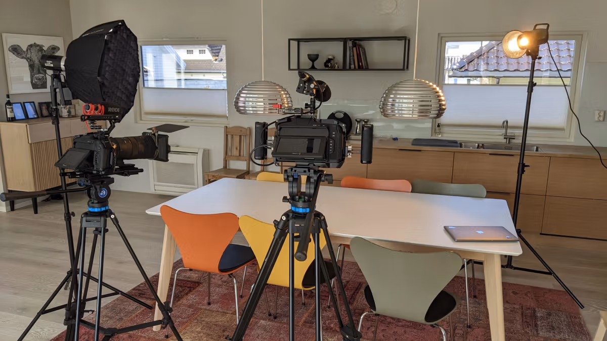 Blackmagic camera setup showing live filming