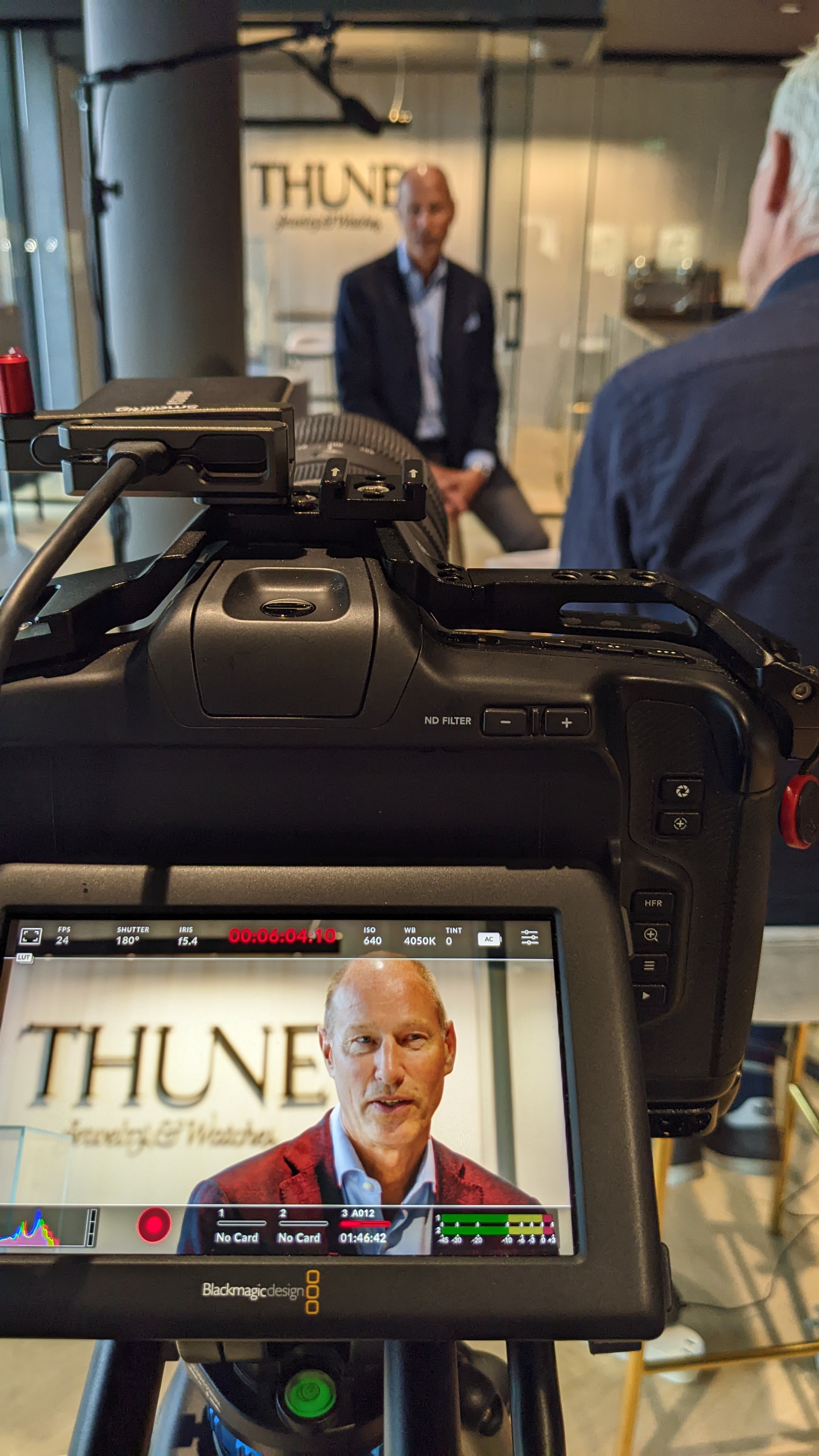 Professional interview filming setup